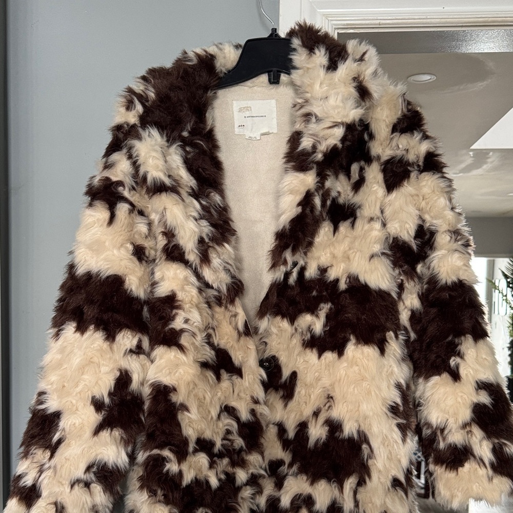 Anthropologie Brown and Cream Teddy Jacket